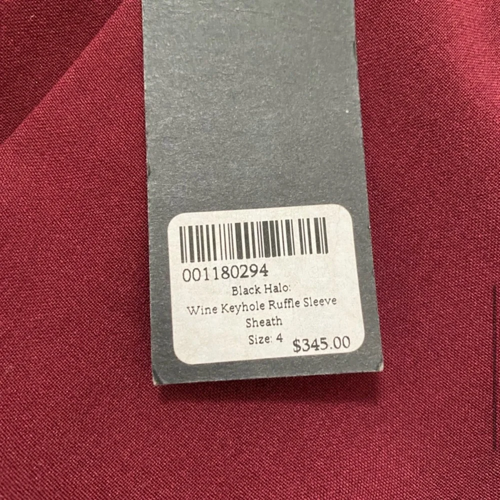 🎉HOST PICK✨Black Halo Wine Keyhole Slit Ruffle Sleeve Eva dress cocktail midi - Picture 11 of 11